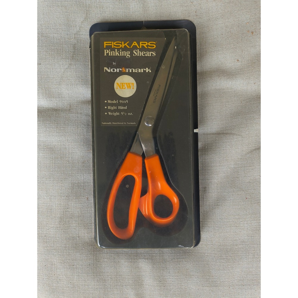 Fiskars by Normark Pinking Shears Model 9445 Orange Handle Right Hand New